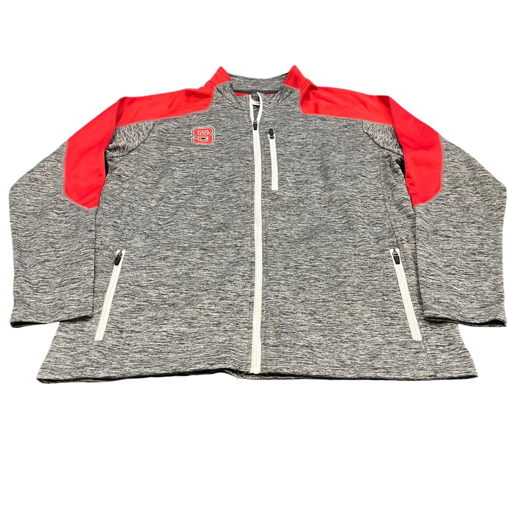 Knights Apparel NC State Jacket Mens XL Gray Red Full Zip Space Dye Fleece